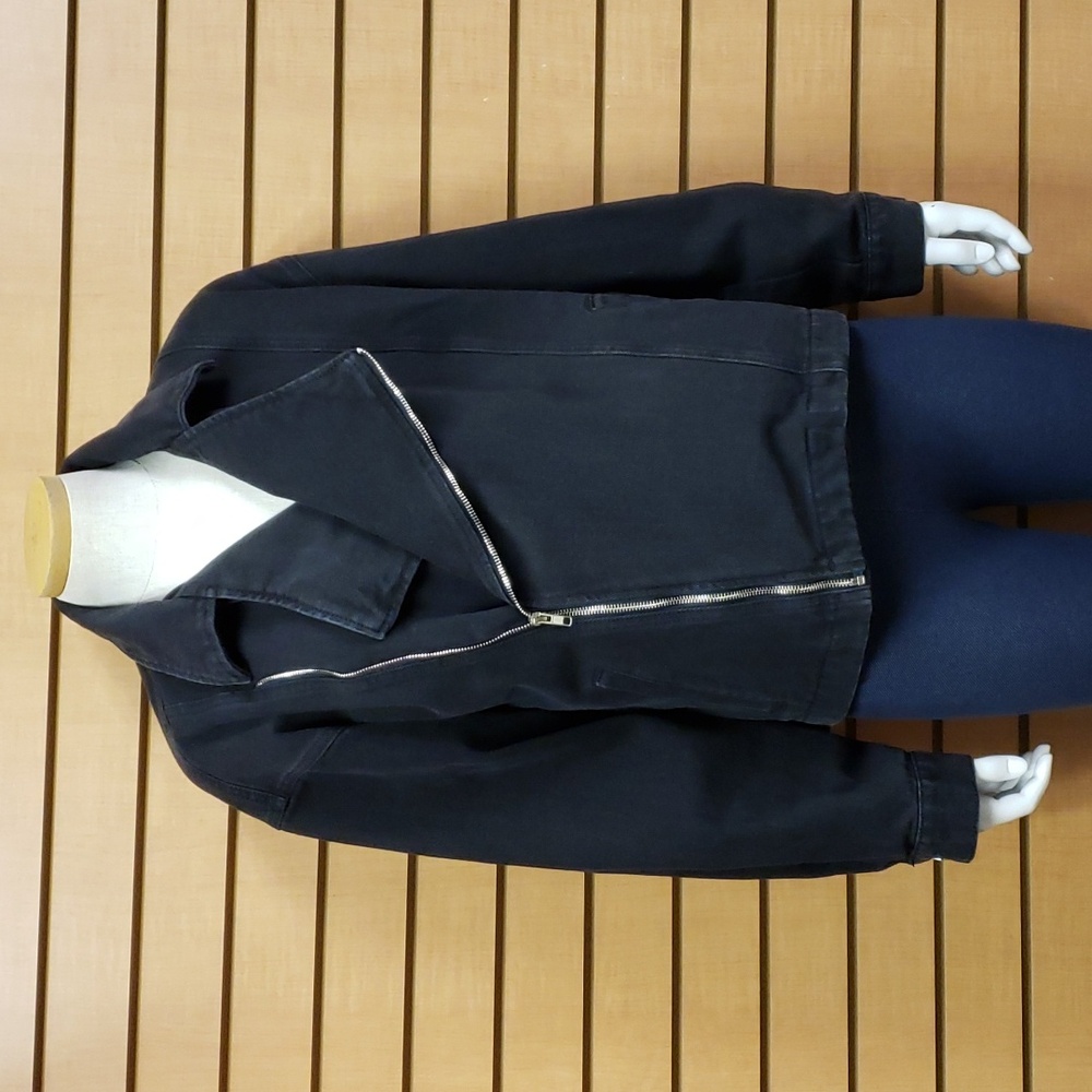 Newbury Kustom Black Denim Moto Jacket Women’s Large